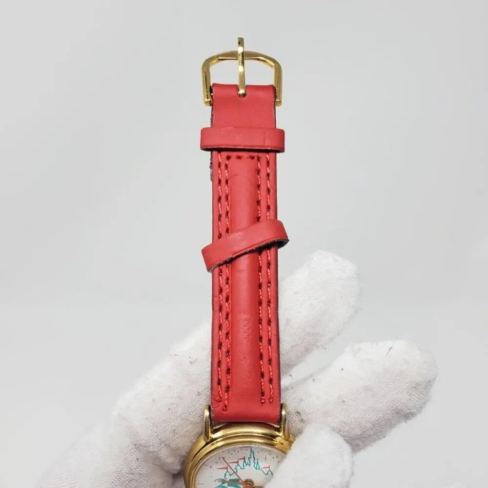 Disneyland 35 Years Celebration Gold Quartz Watch Red Band
